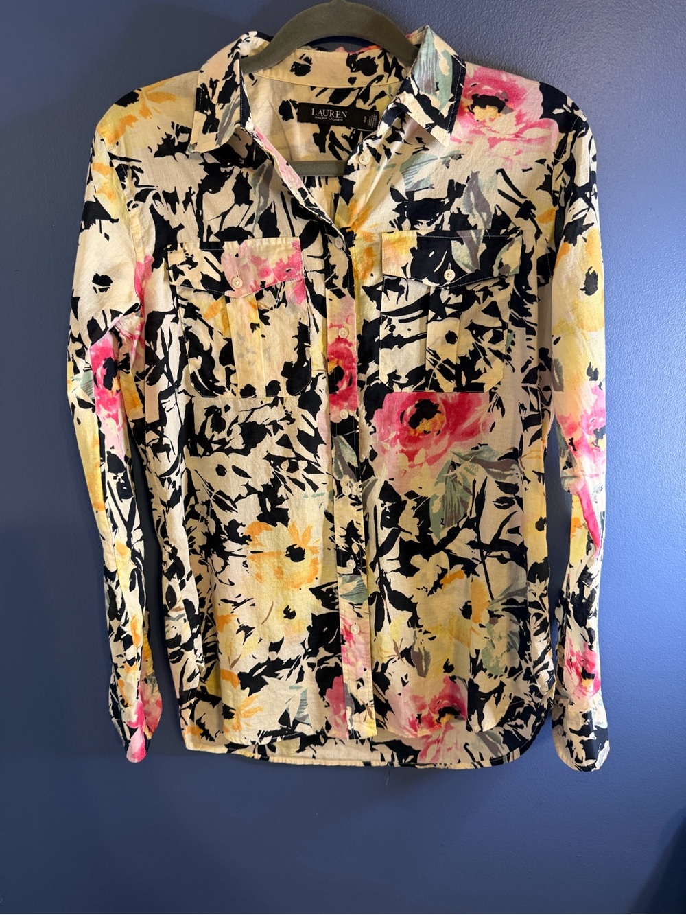 Lauren Ralph Lauren Floral Button-Down Blouse Small Petite